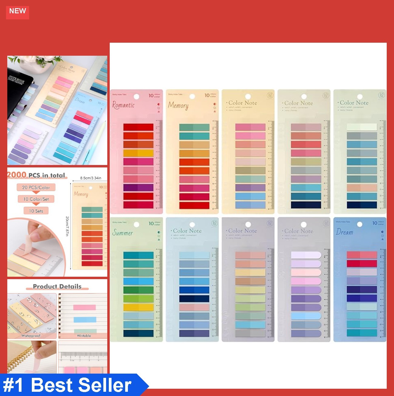 Sticky Tabs for Annotating 2000 Count Writable Repositionable Book Flags Index