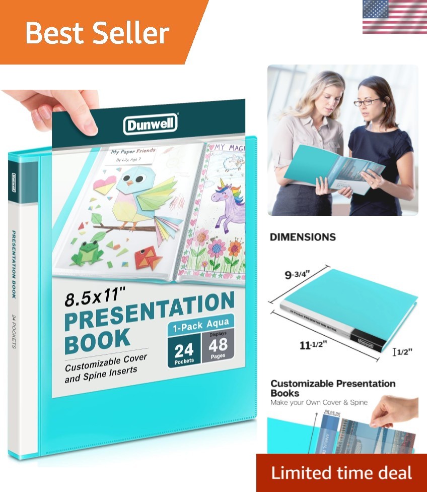 Presentation Binder 24-Pocket, Displays 48 Pages, 8.5×11 Portfolio Binder wit…
