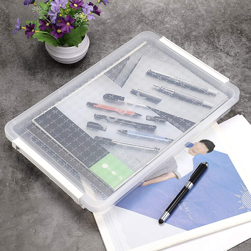A4 Plus Clear Transparent PP Plastic Stackable Storage Box Desk Paper Magazin…