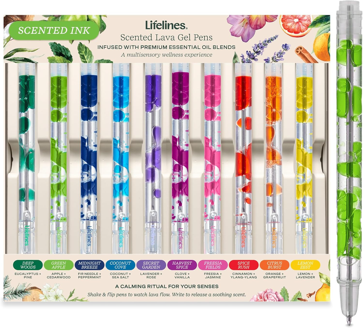 Scented Lava Gel Pen Set, 10-Pack (Multi-Color) – 0.5Mm Colored Gel Pens Infused