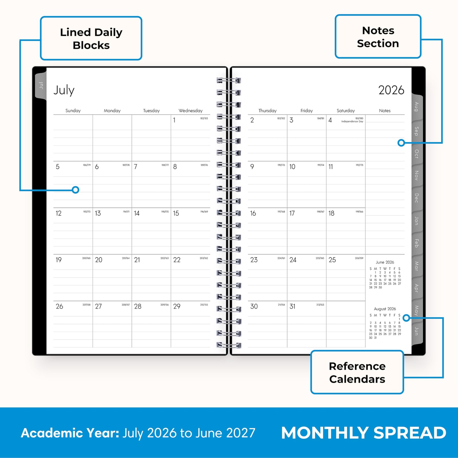 Blue Sky 2026-2027 Weekly and Monthly Academic 5″ x 8″, Enterprise- 2026/2027