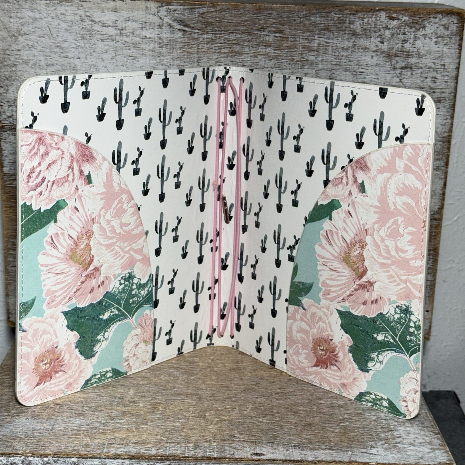Unbranded Assorted Florals, Cactus Inside Journal Cover Pink, Green 6 1/2″x8″