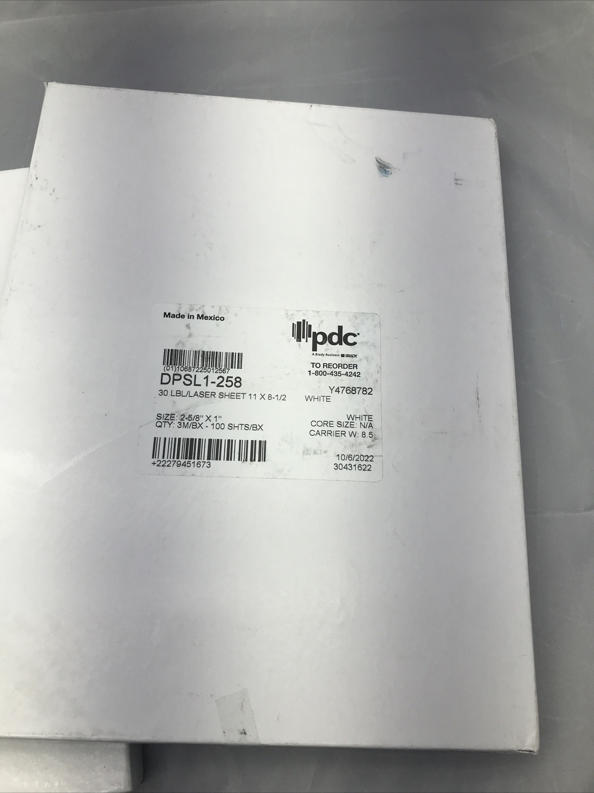 30 LBL/Laser Sheet 11×8-1/2 Size 2-5/8′”x1″ Qty 3m/bx-100 shts/bx PDC DPSL1-258