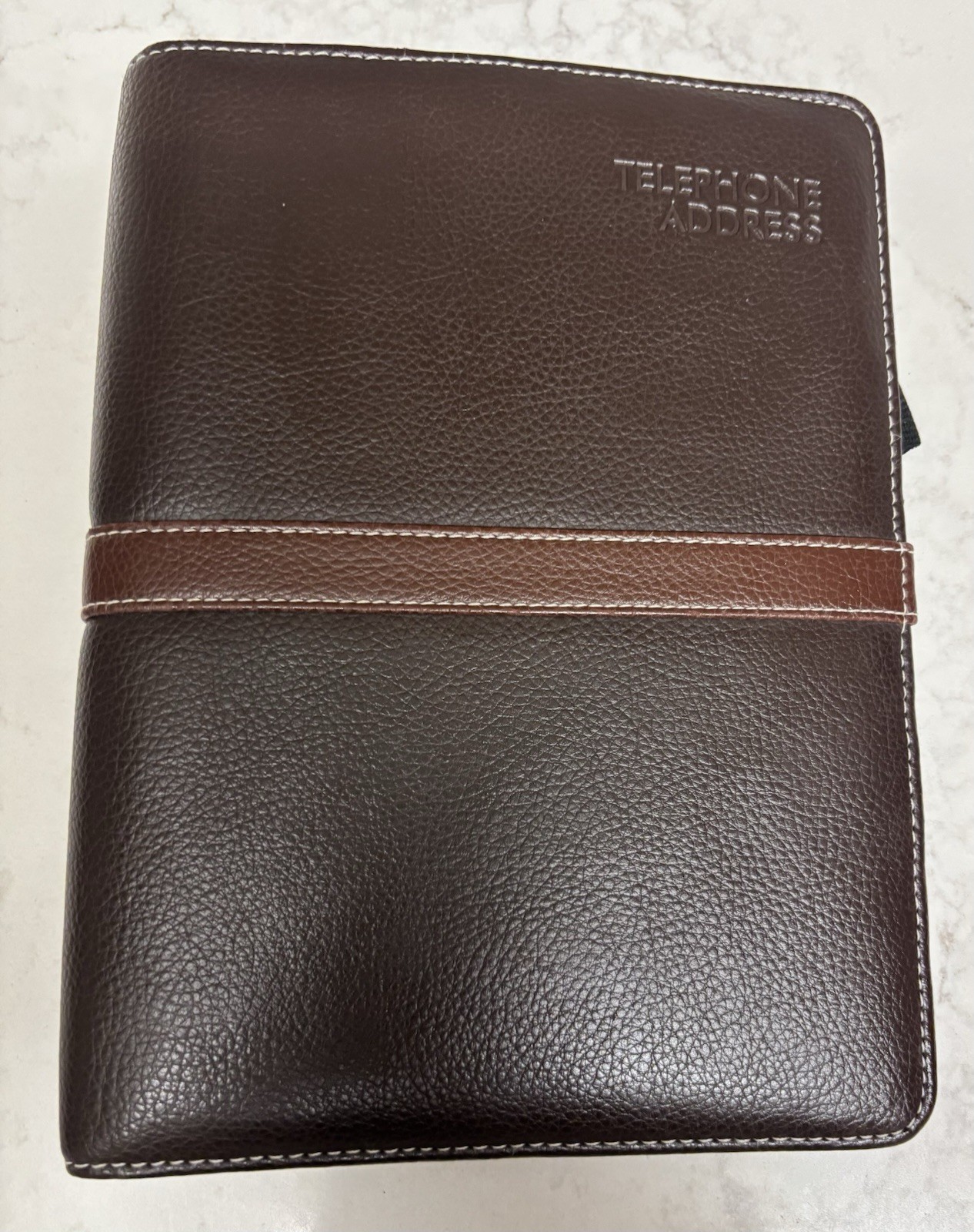 Day Runner Telephone Address Book Booklet Ringed Binder Padded Brown Leather