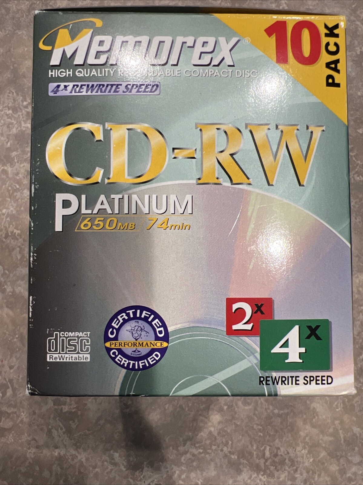 NEW Memorex CD-RW Platinum 650MB 74 min CD-RW High Quality Recordable CD Pack