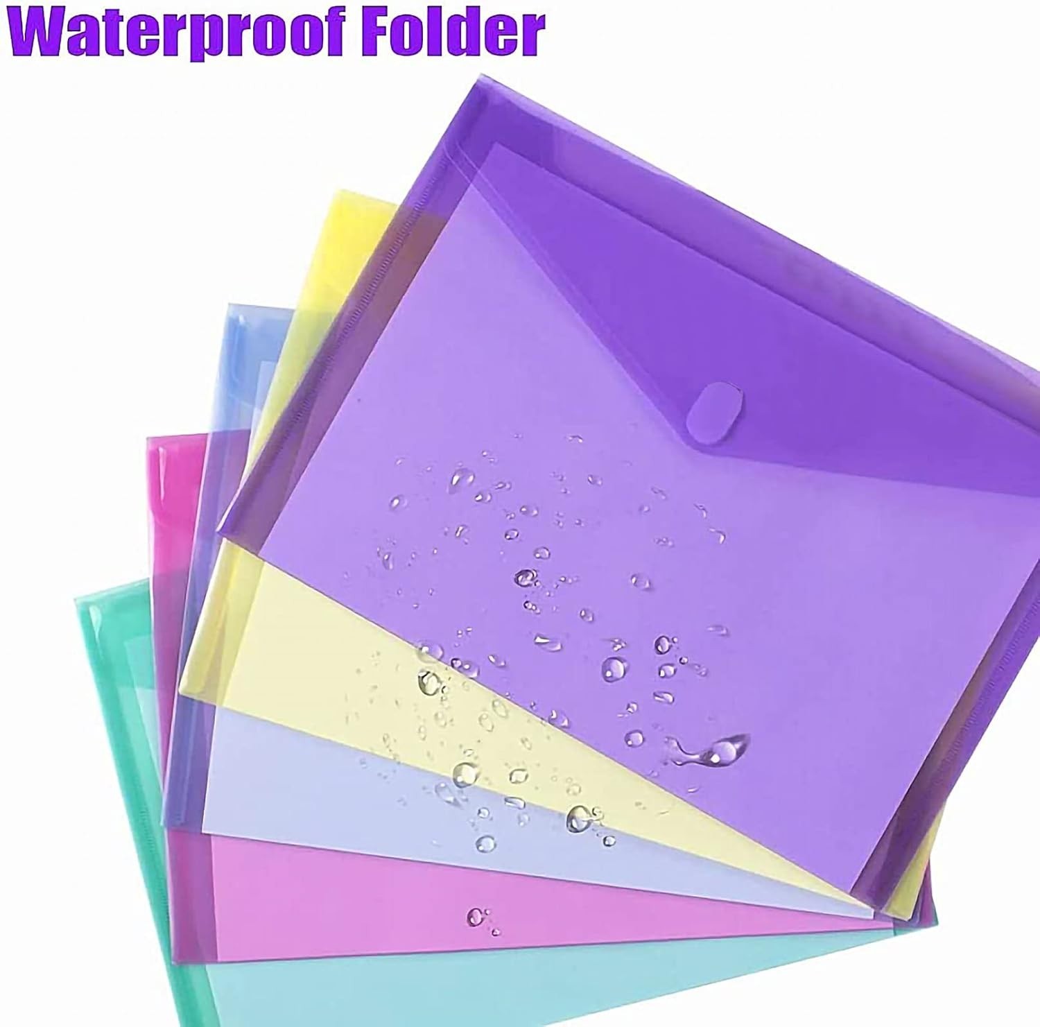 Sooez 12 Pack Plastic Envelopes File Folders, Plastic Folders with Pockets, Colo