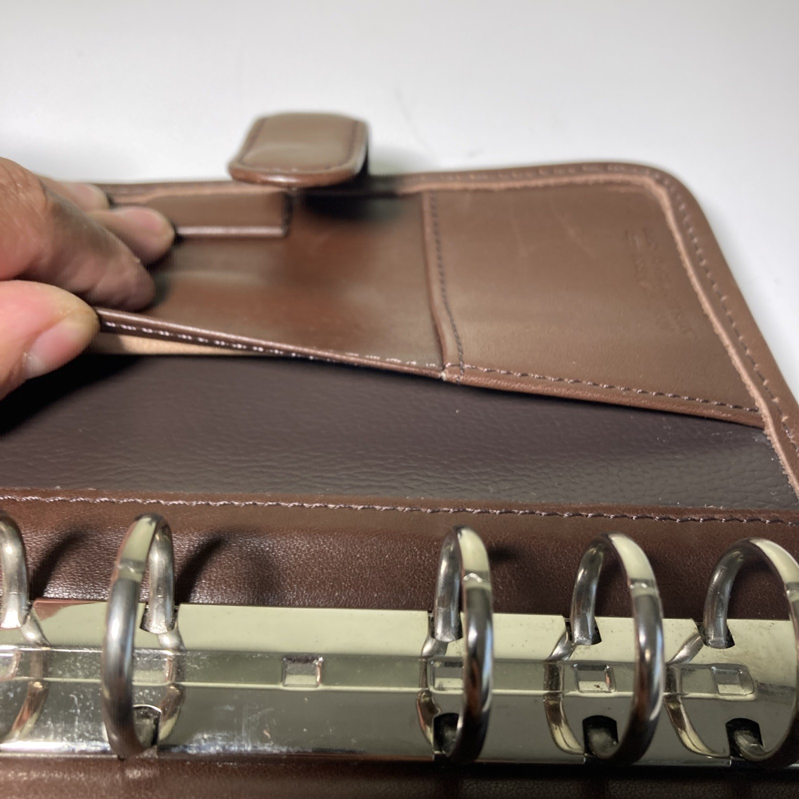 Vintage FranklinCovey Compact Planner Binder Brown Microfiber Nappa Trim Korea