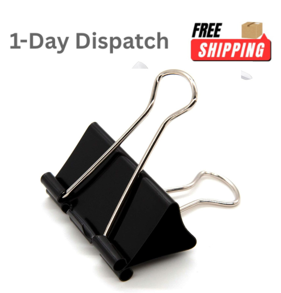 DSTELIN Large Binder Clips 1.6 Inch 24 Pack Black Paper Clamps for Office
