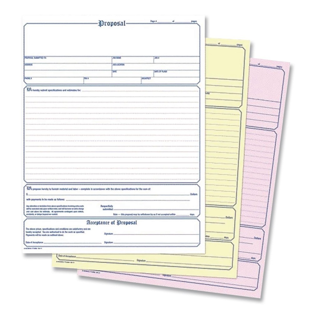 Adams NC3819 Three-Part Carbonless Contractor Proposal Form (50/Pack) New