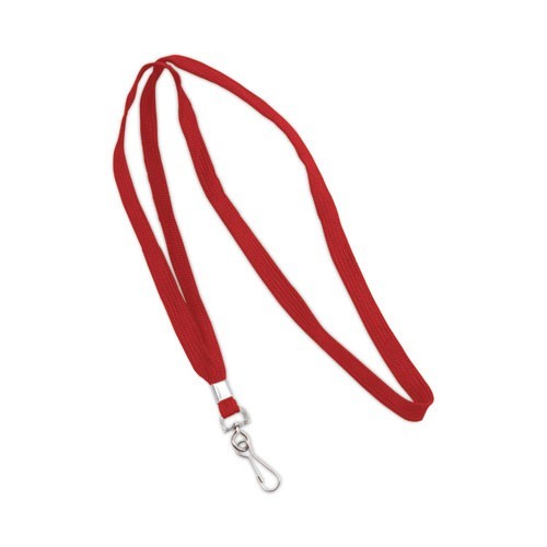 Advantus Deluxe Lanyards, Metal J-Hook Fastener, 36″ Long, Red, 24/Box