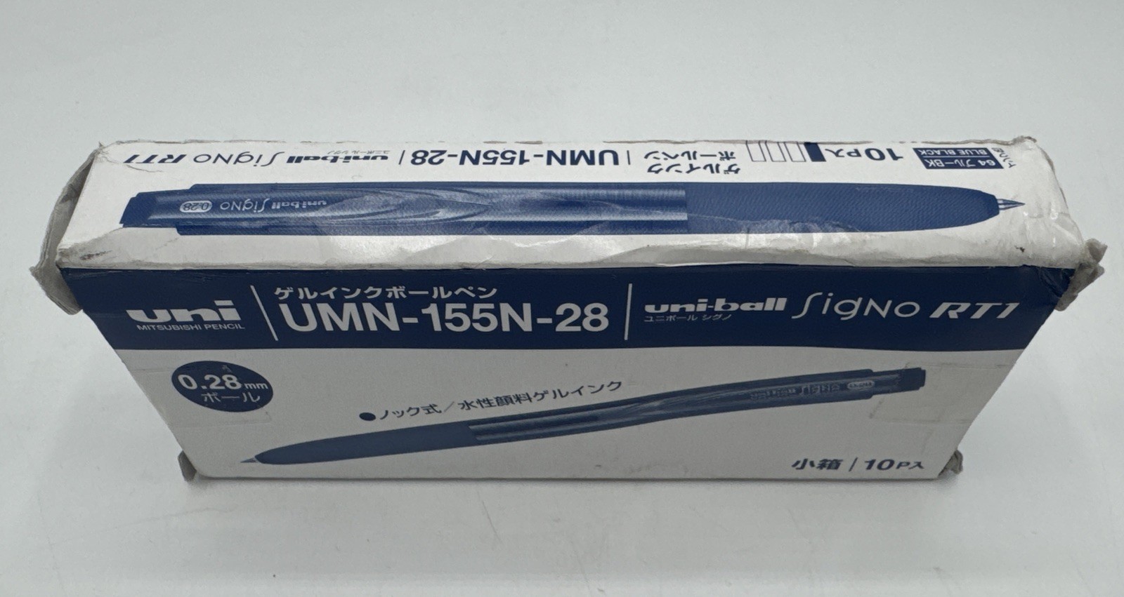 10 PACK Uni Ball Signo RT1 Ballpoint Pen 0.28mm UMN-155-28 / Blue