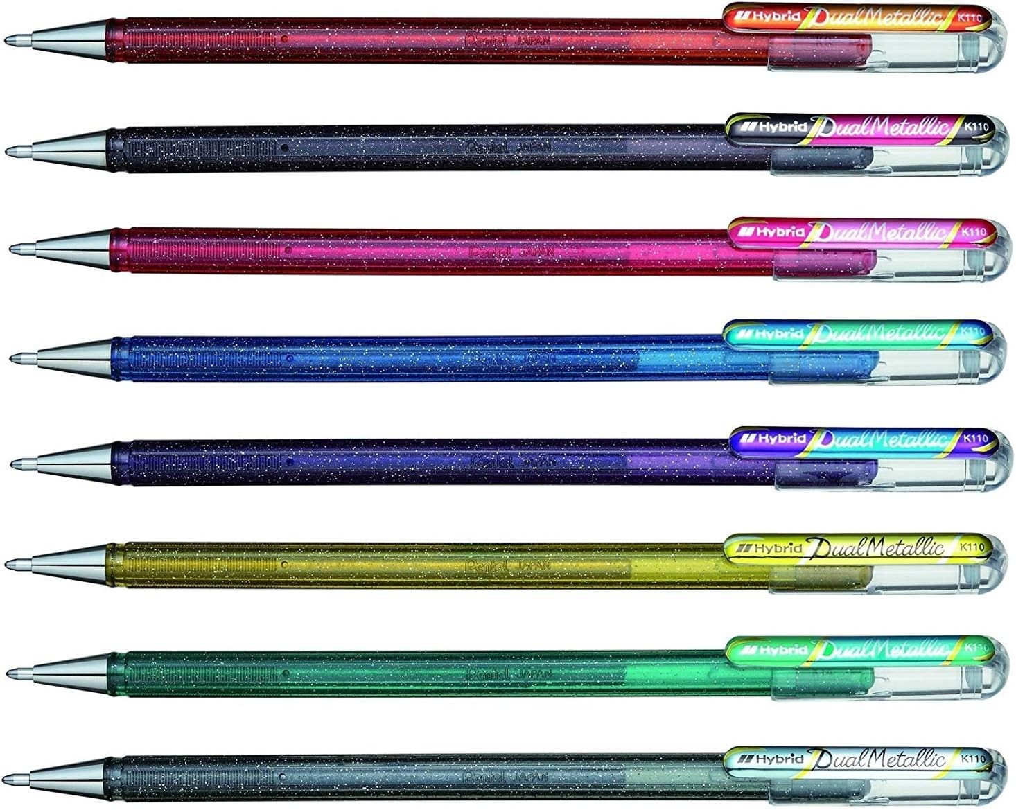Hybrid Dual Metallic Liquid Gel Roller Pen YK110/8-M – Pack of 8 Pens in 16