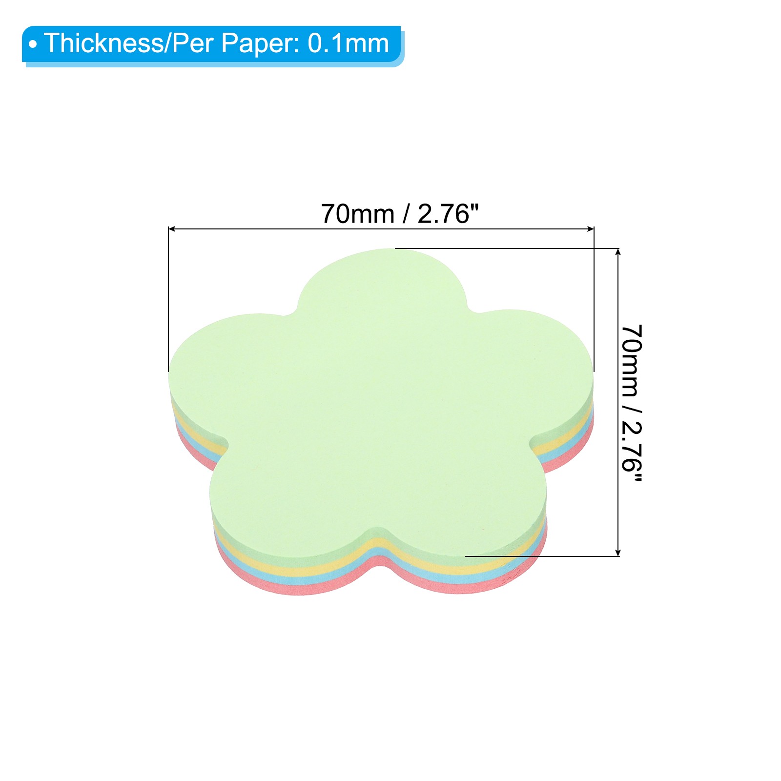 2.7″ x 2.7″ Flower Shape Sticky Notes 3 Pads Cute Self-Stick 100 Sheets 4 Colors