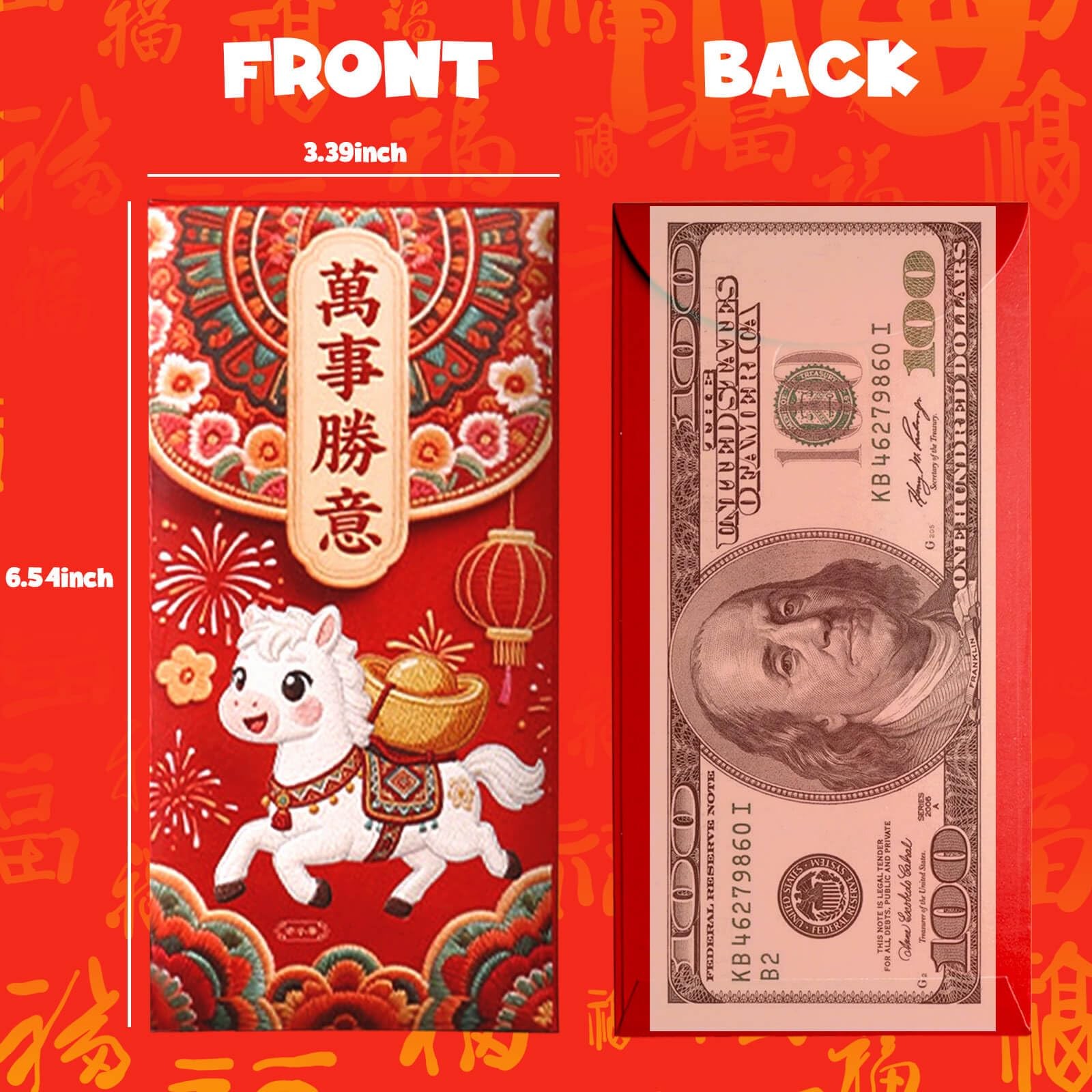 36PCS Chinese Red Envelopes, 2026 Year of the Horse New Year Red Envelopes, S…
