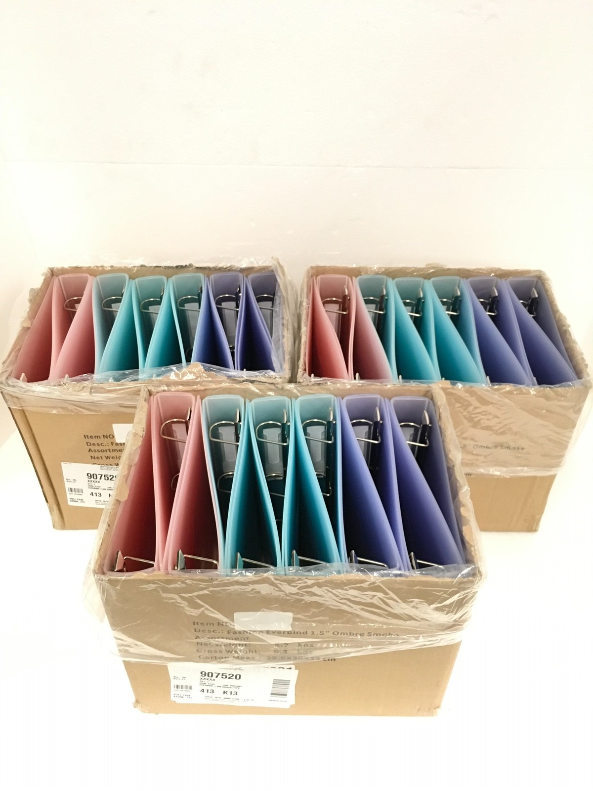 NEW Fashion Everbind 1.5″ Ombre Smoke Binders, Red Blue Purple 12 Pack FREE SHIP