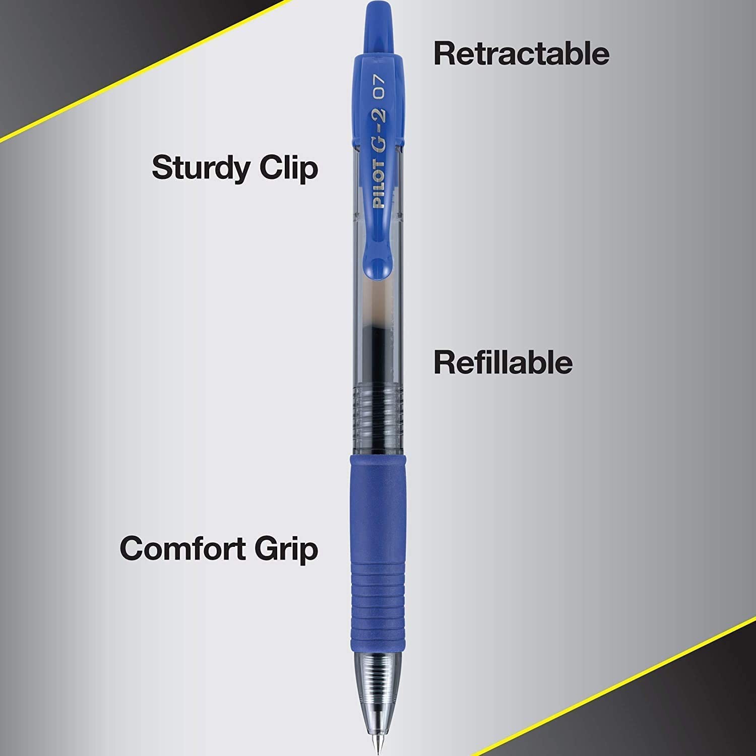 G2 Premium Refillable & Retractable Rolling Ball Gel Pens Fine Point Blue Ink 12