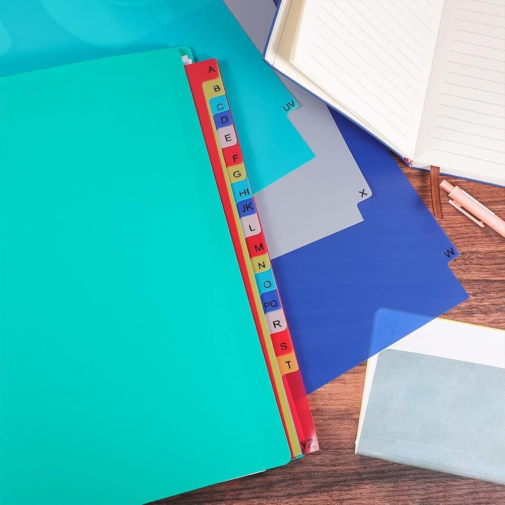 21 Tab A-Z Binder Dividers, 3 Ring Plastic Binder Dividers with Tabs Multicolor