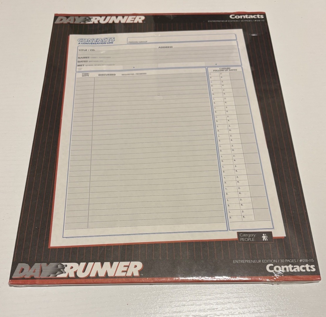Day Runner Entrepreneur Edition Contacts Pack 30 Pages #018-115
