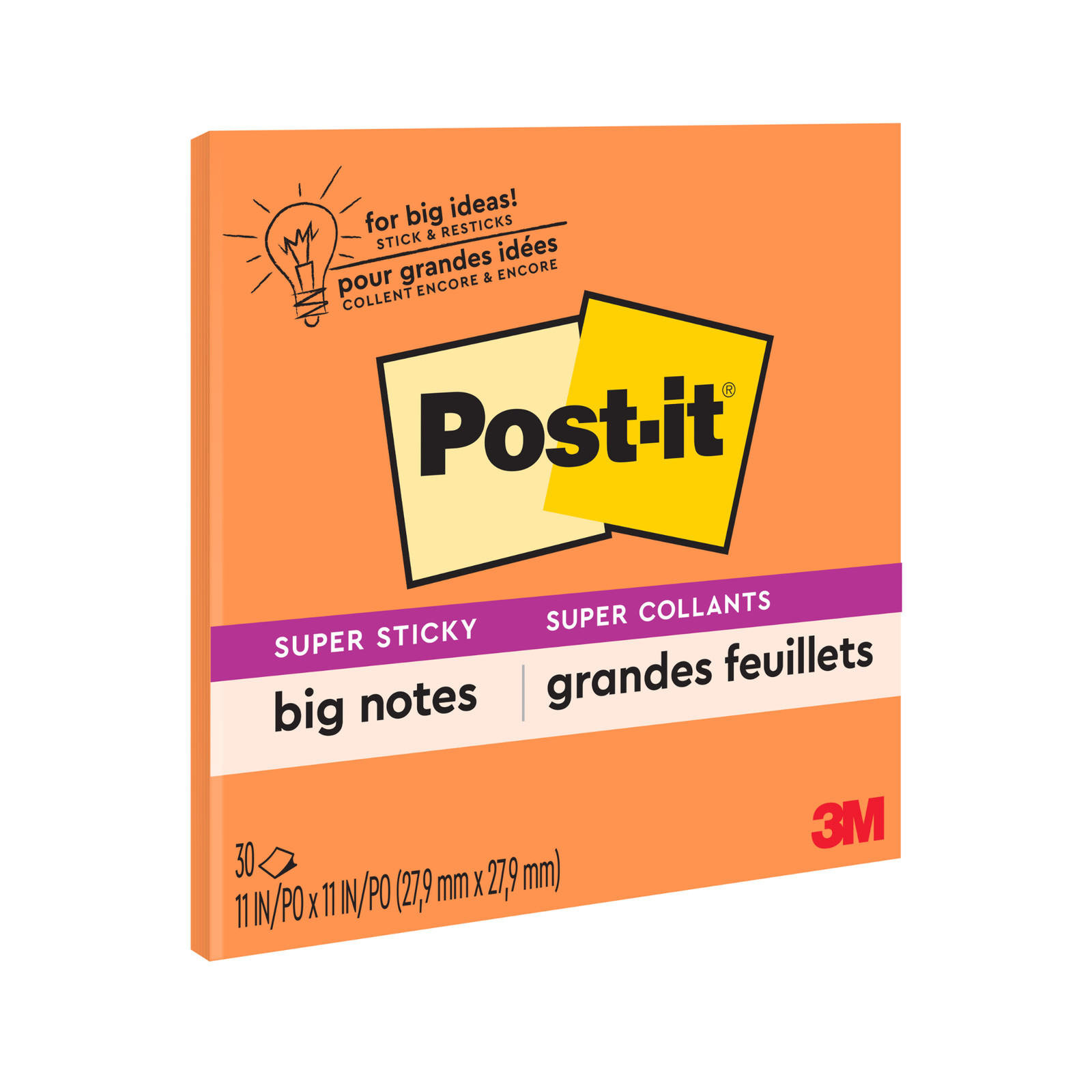 Post-it Super Sticky Big Notes: 11 in. x 11 in. (Neon Orange)