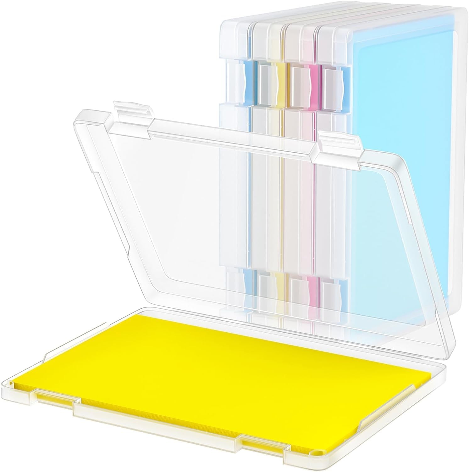A4 File Box Paper Organizer Holder Transparent Document Project Case 2 PCS