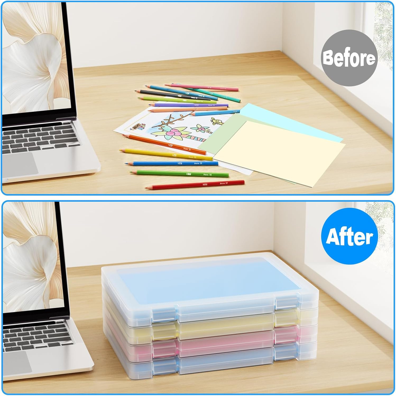 1 Pack A4 File Box Paper Organizers Holder, Transparent Document Paper Project C