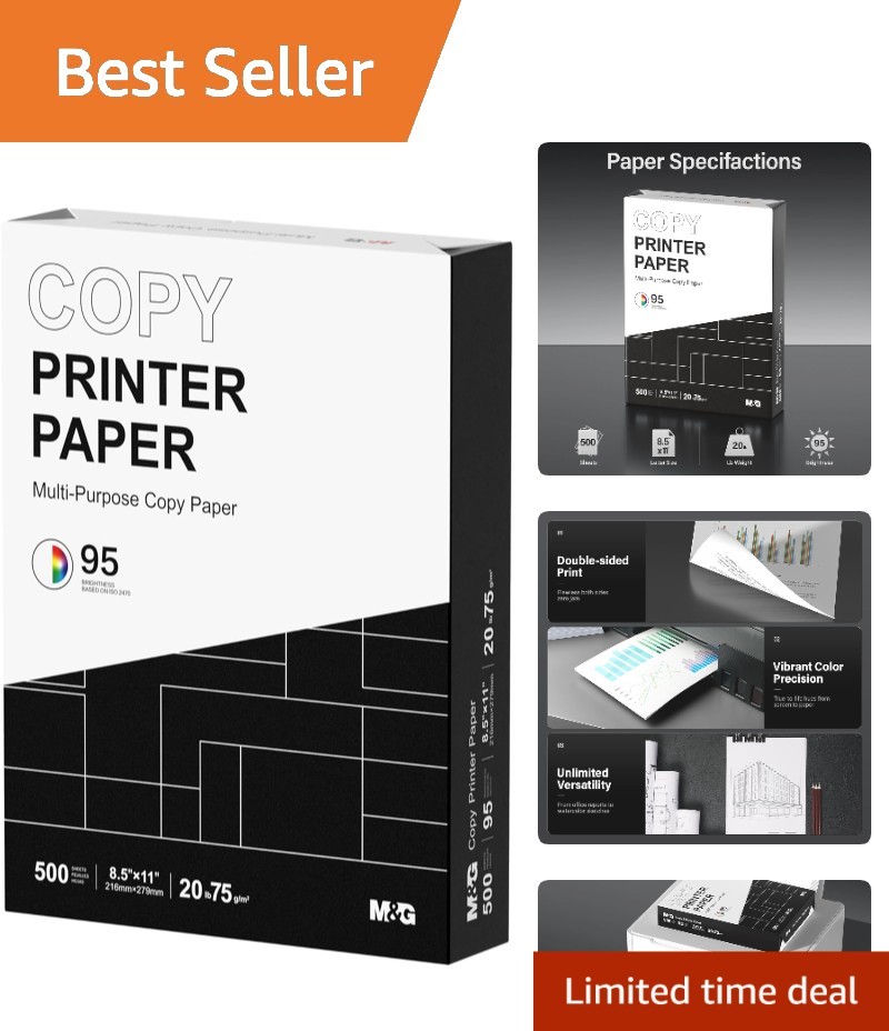 High Brightness White Printer Paper, 8.5 x 11, 20lb, 500 Sheets for Everyday Use