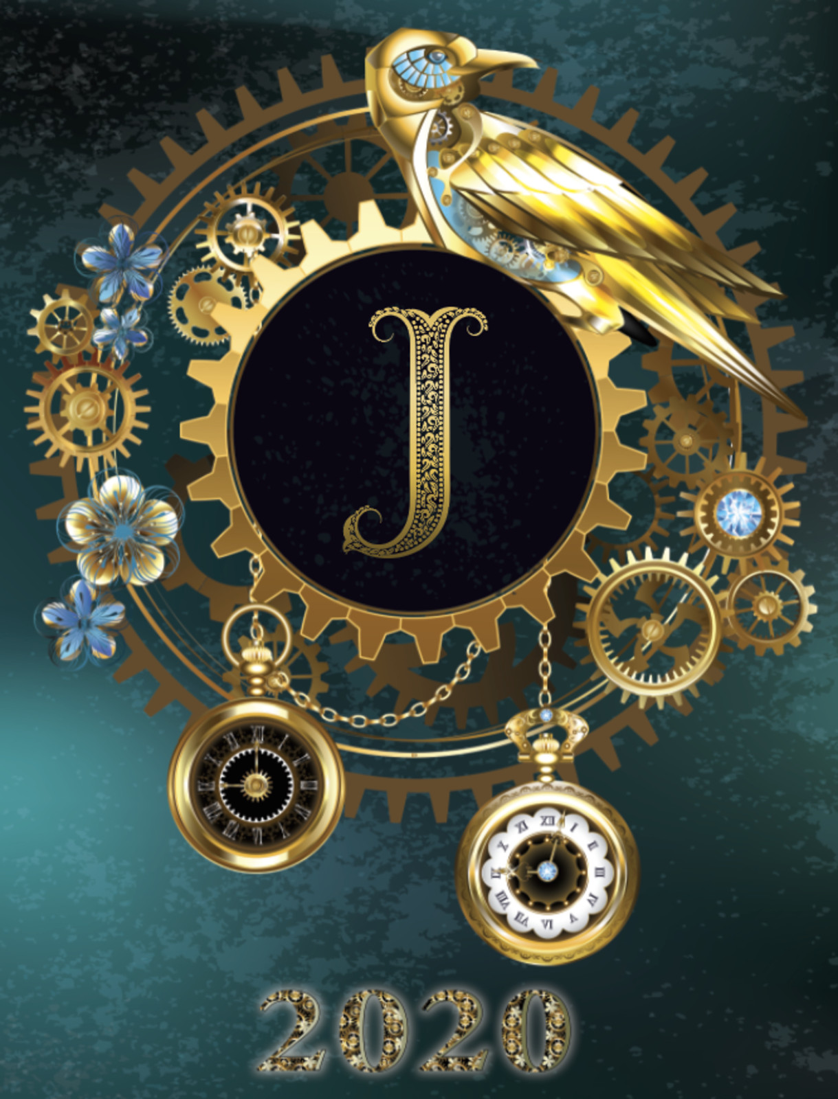 2020 Weekly Planner – Monogram Steampunk New Fast Free Shipping 8.5 x 11 in