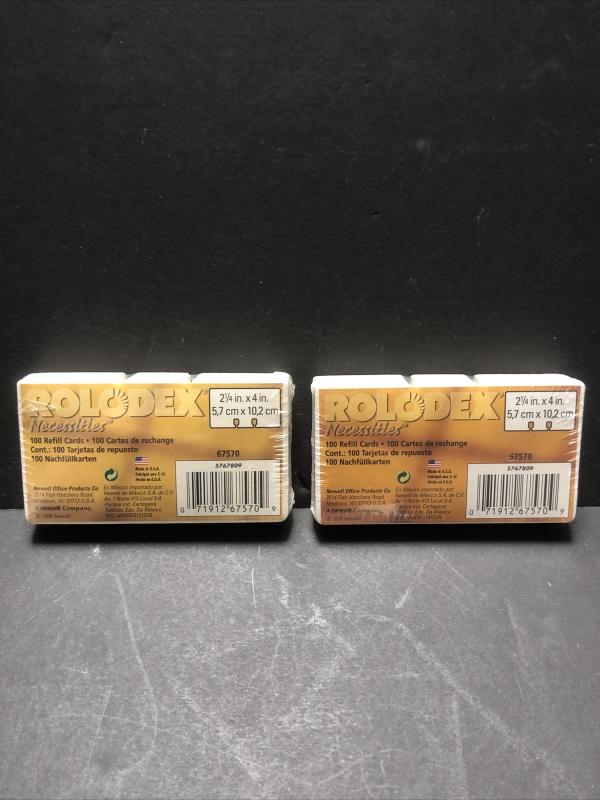 *NEW* Lot Of 2 Rolodex Necessities 100 Refill Cards File 2.25in. X 4in.