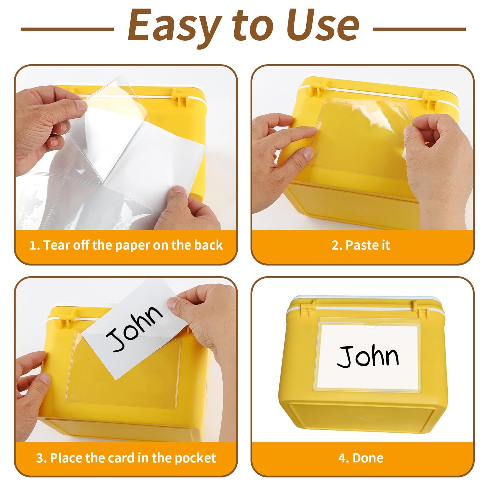 Removable Tote Labels, 36 Pack Clear Pockets, 3×5 Index Card Holder