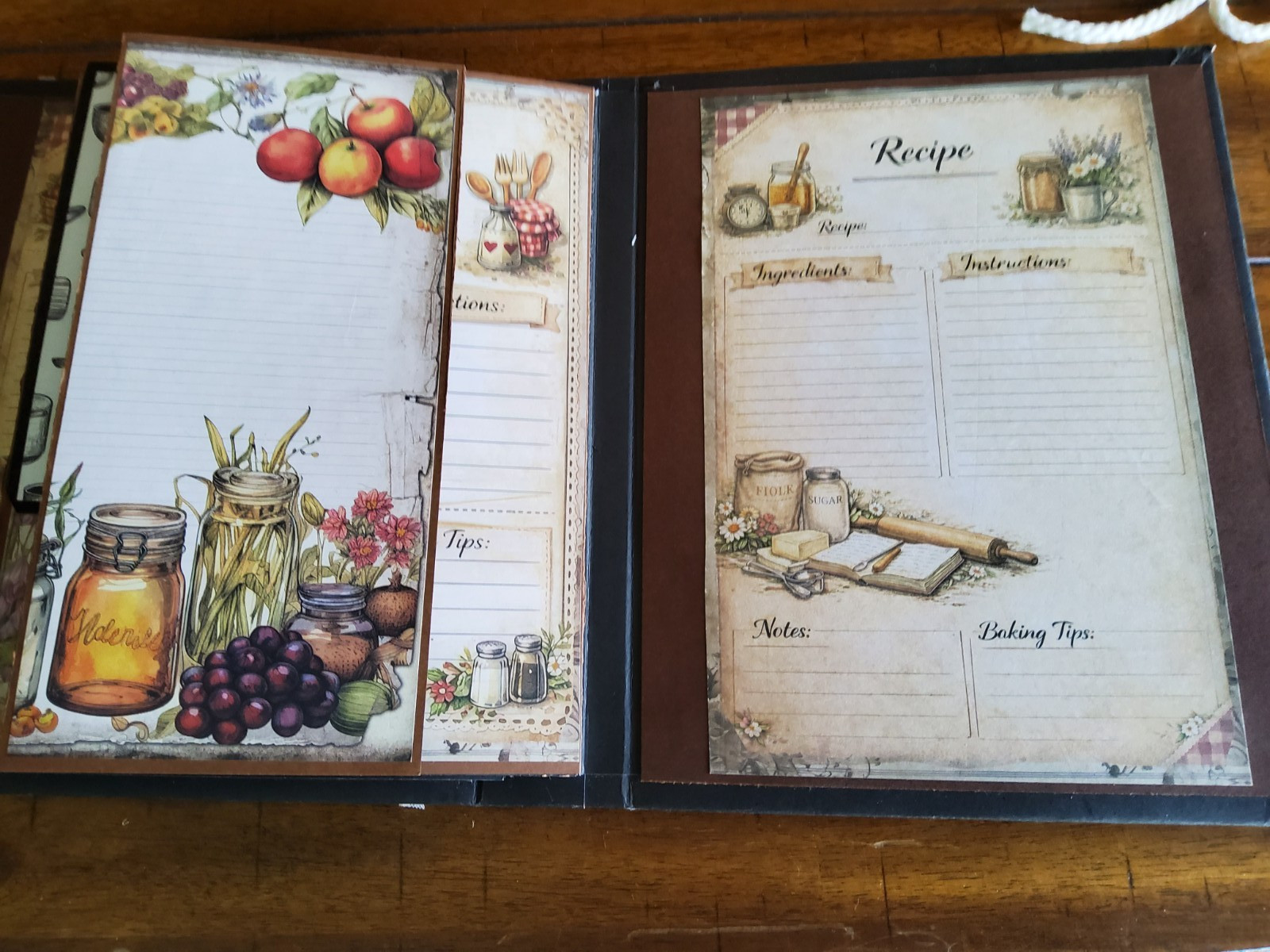 RETRO RECIPES Junk Journal Handmade Book Photo Album w/ Pockets / Ephemera 9X7″