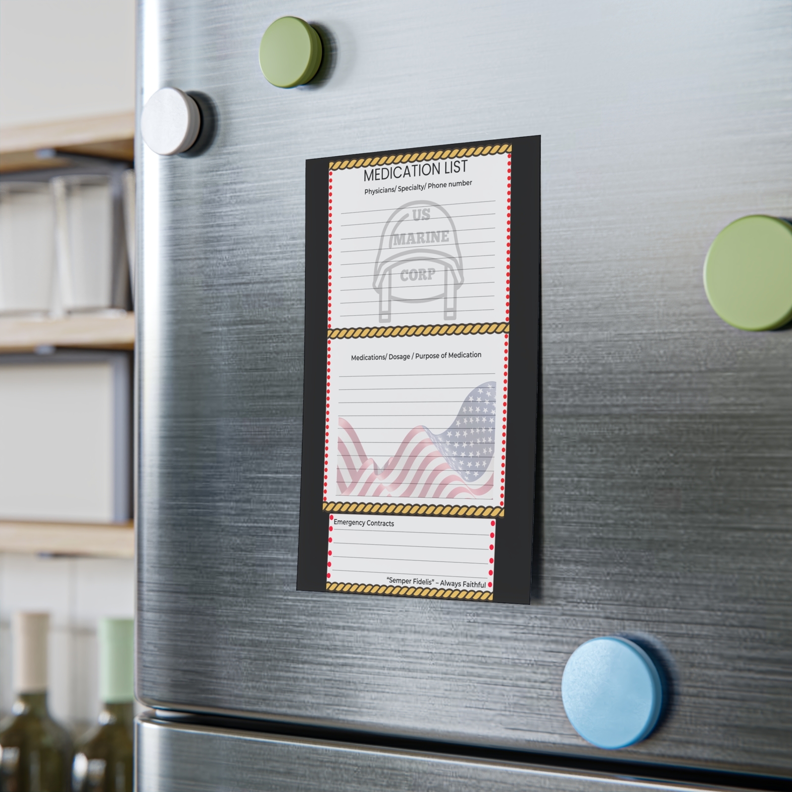 US Marine Corp Medication List Organizer