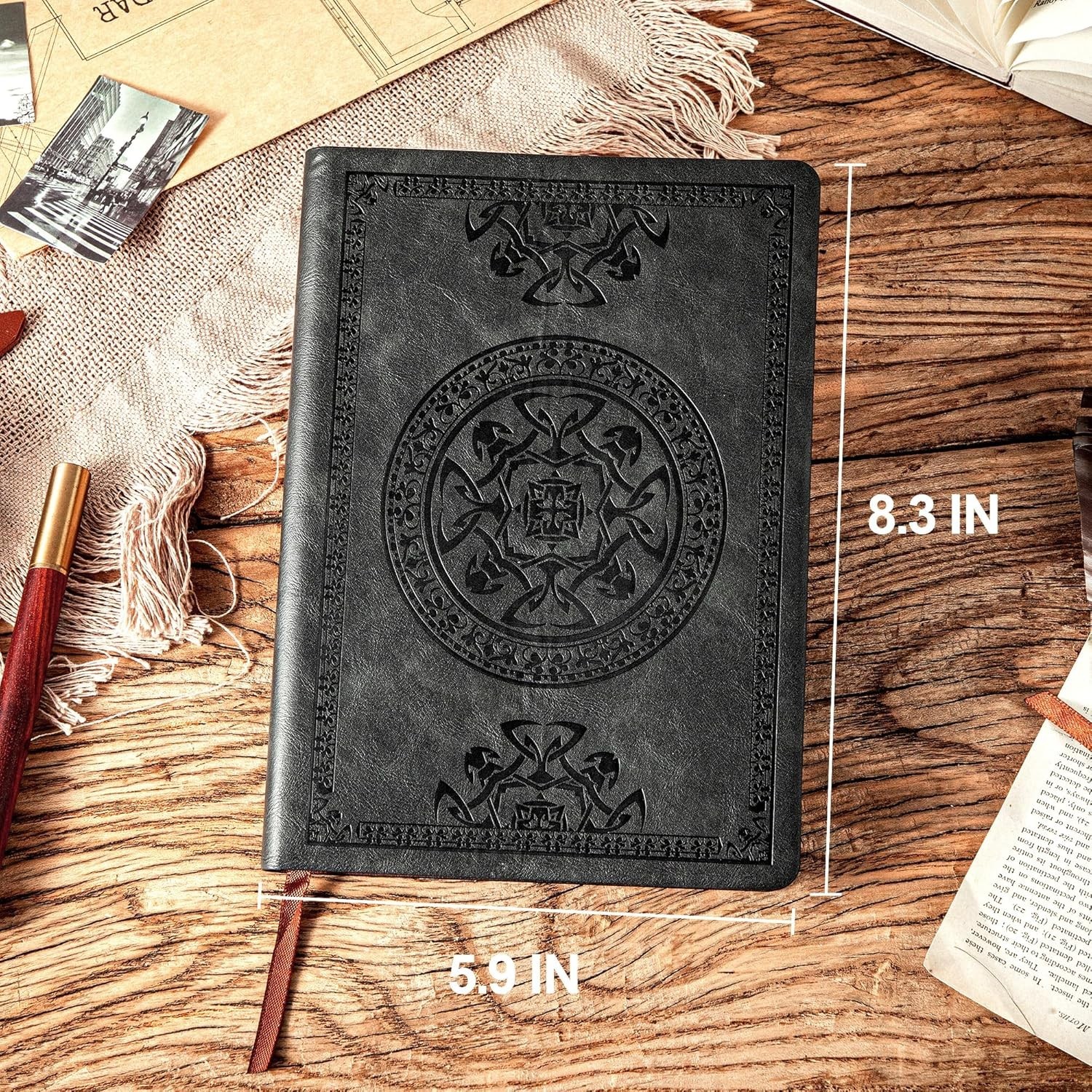Leather Vintage Journal for Men Soft Cover 256 Lined Pages Notebook 180 Lay Flat