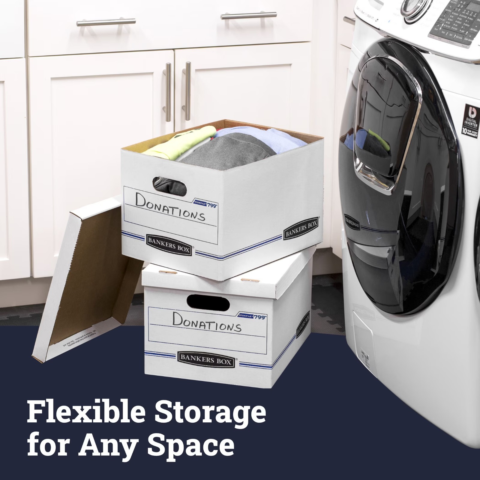Bankers Box Basic Duty Letter Legal File Storage Box with Lid 10 Pack White