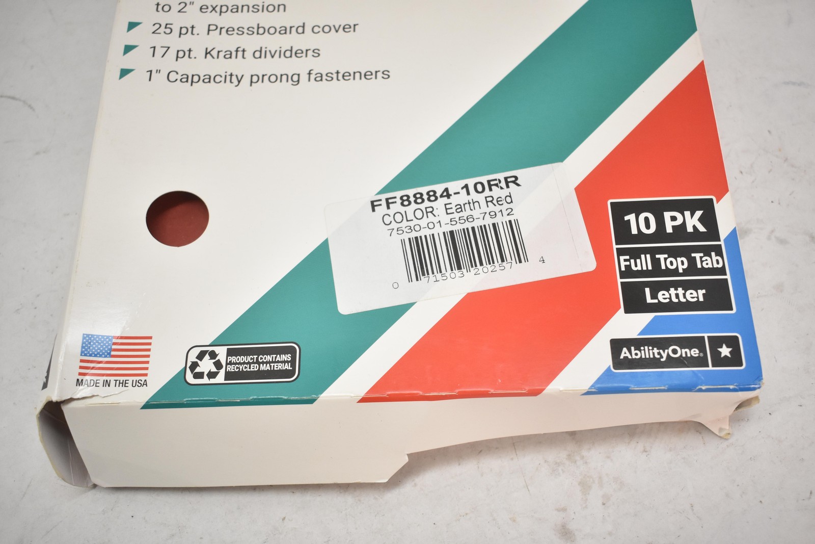 SKILCRAFT Classification Folders Letter Size Earth Red 10 PK Full Top Tab USA