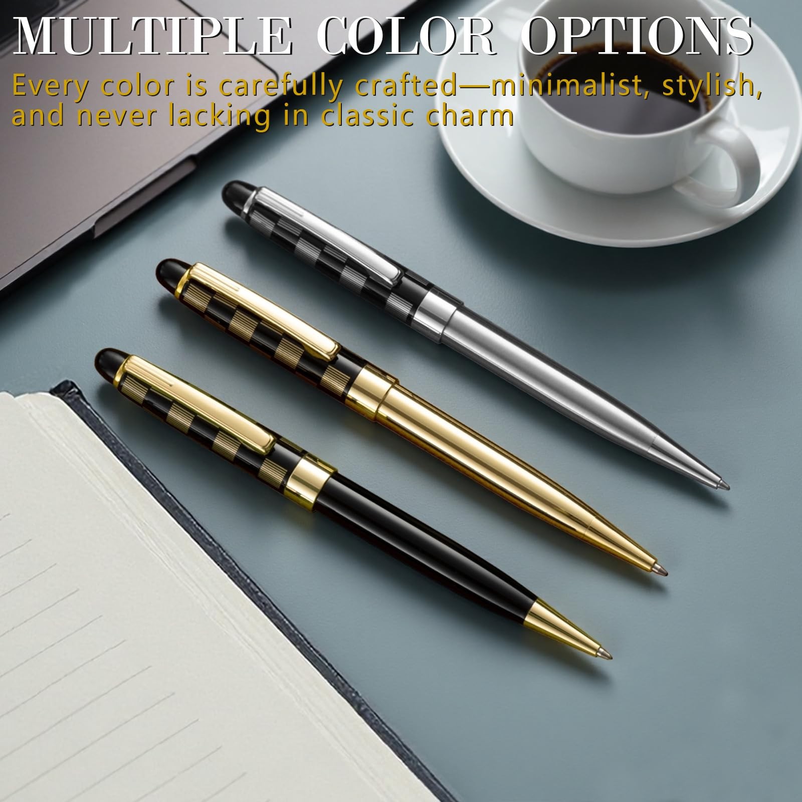 Retractable Metal Ballpoint Pens，Minimalist and Stylish，1.0mm Medium Point Bl…