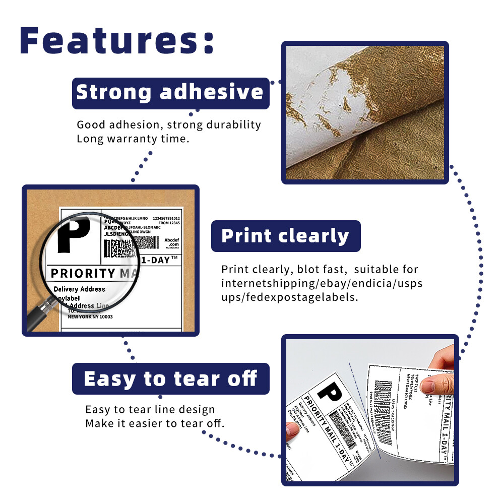 4×6 Fanfold Direct Thermal Shipping Labels for Zebra & Rollo Printers