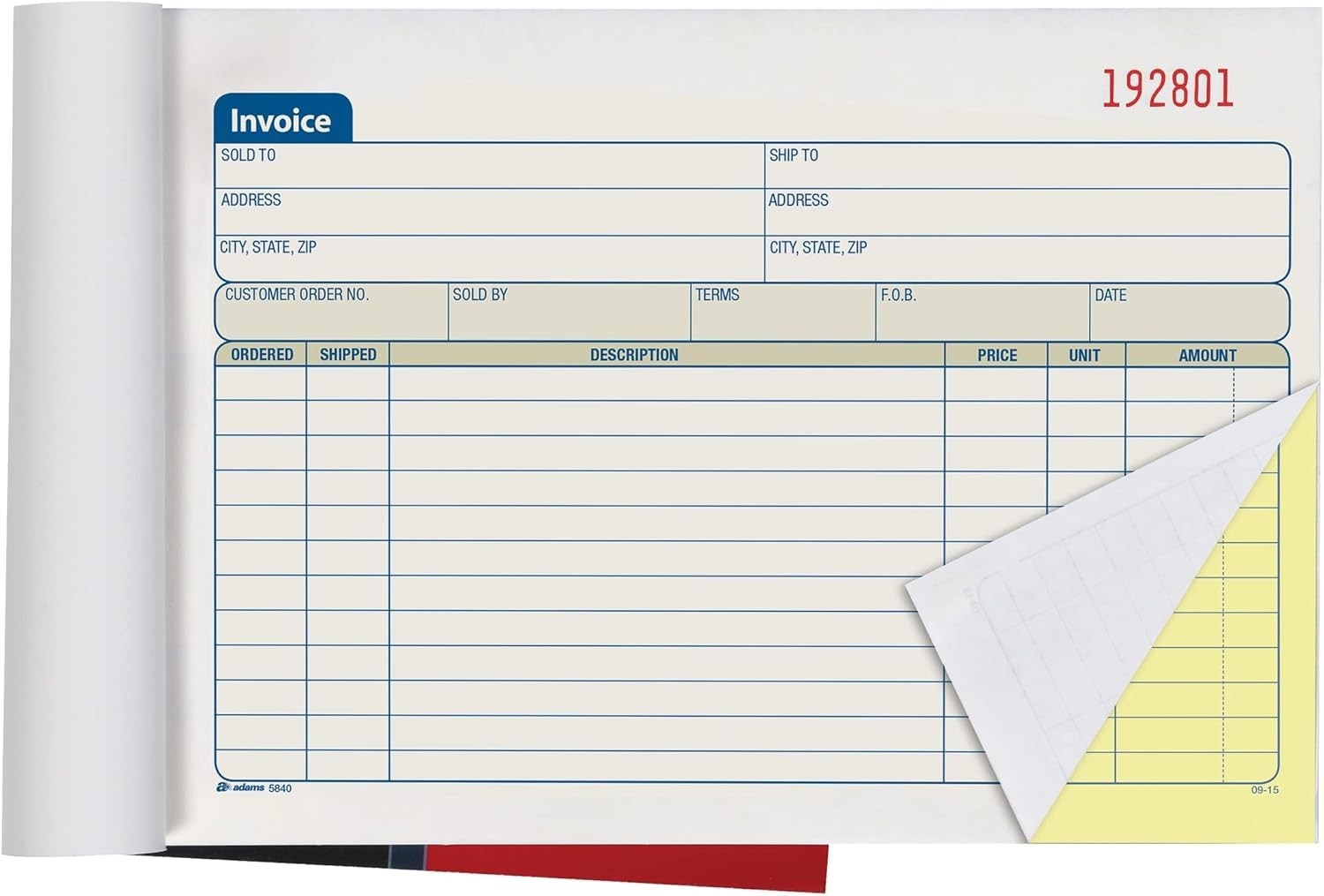 Carbonless Invoice Book – 50 Sets, Top Space for Custom Company Stamp
