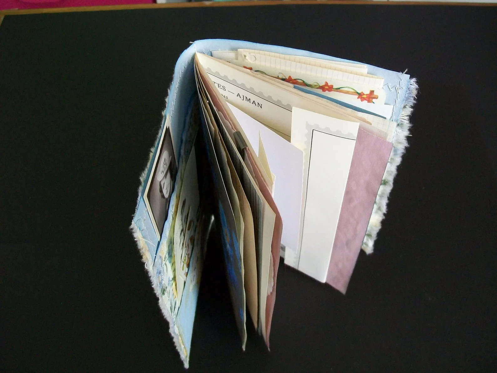 Fabric Junk Journal, Daily Planner, Scrapbook, Handmade Blank Journal 4″x5″x6″x5