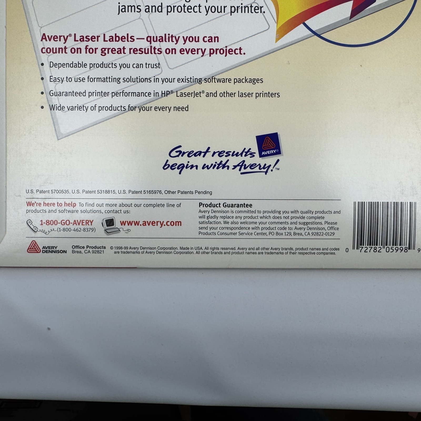 Avery 5998 Custom Audio Tape Labels Laser 120 White Cassette Tape Labels NEW OB