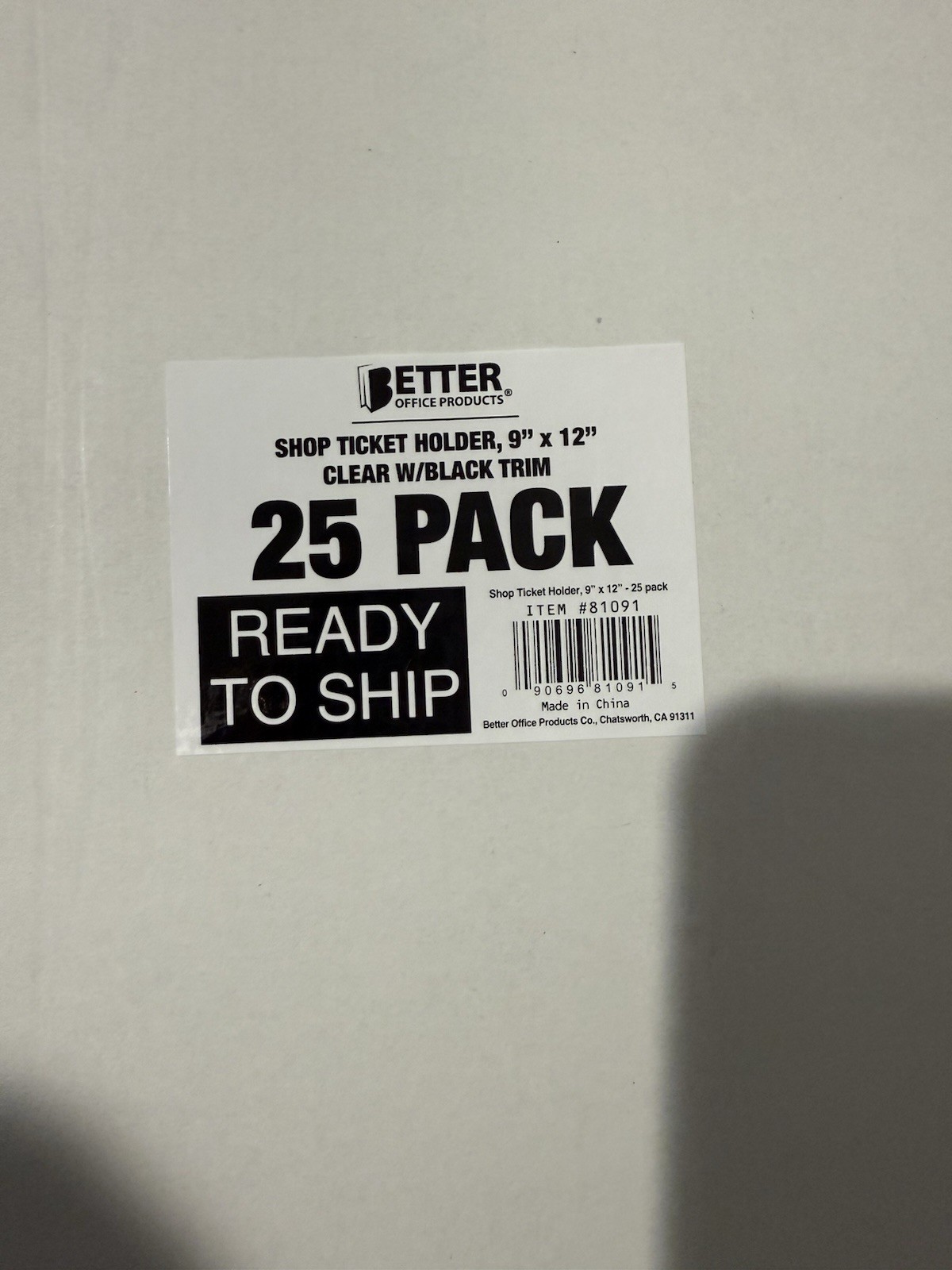 Better Office Products Shop Ticket Holders, 9” x 12” New 25 Pack