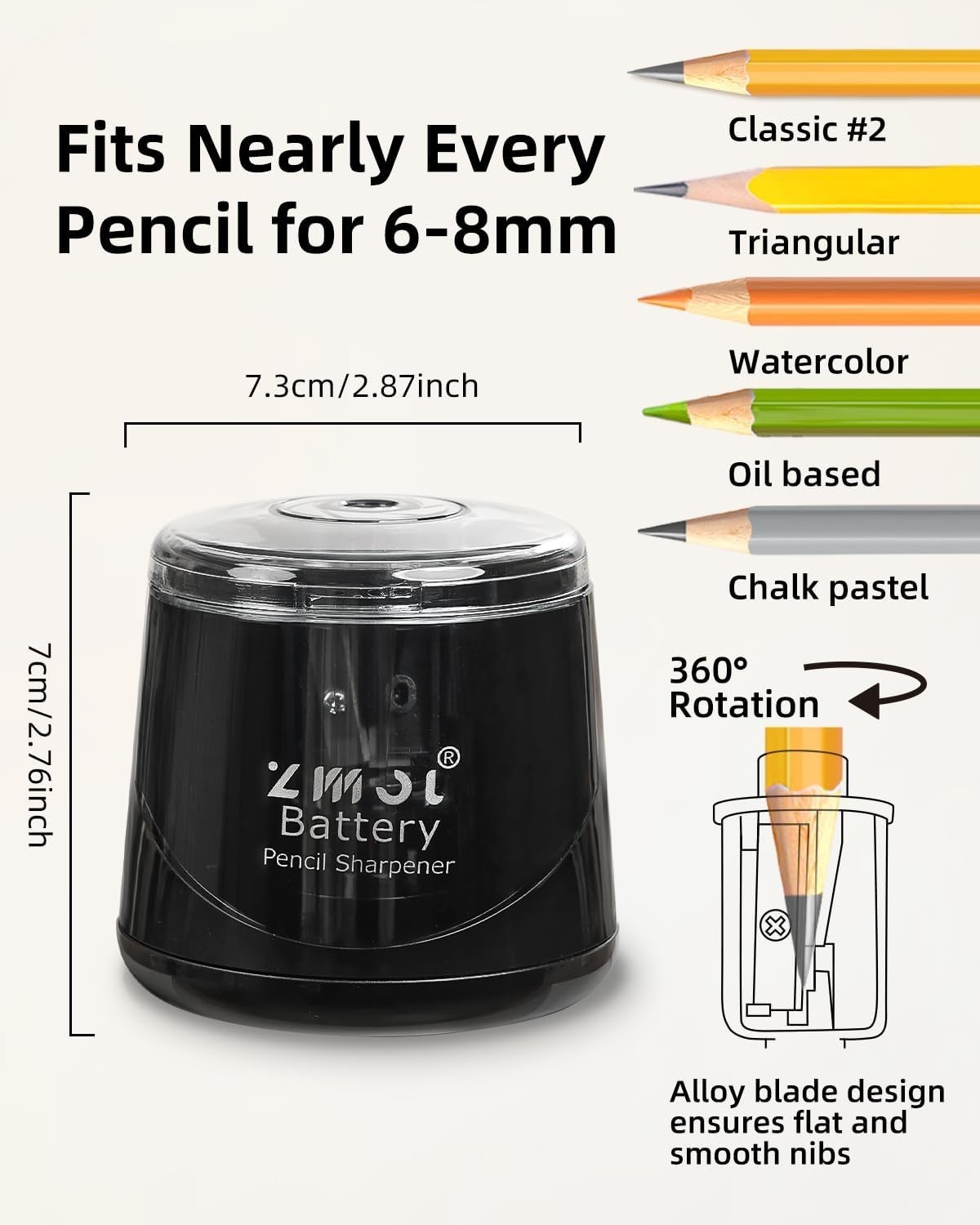Battery Powered Electric Pencil Sharpener,Small Battery Operated Colored Penc…