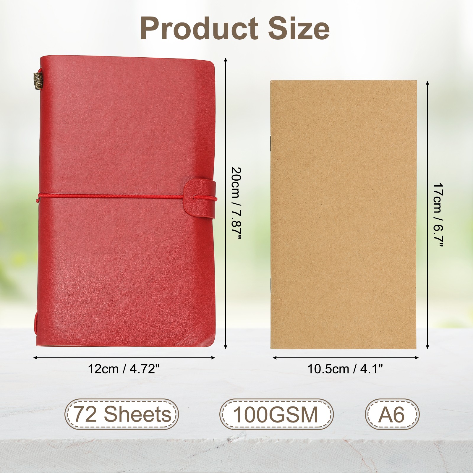 1 Pcs Vintage Retro PU Leather Notebook for Travel Diary Planner, Red