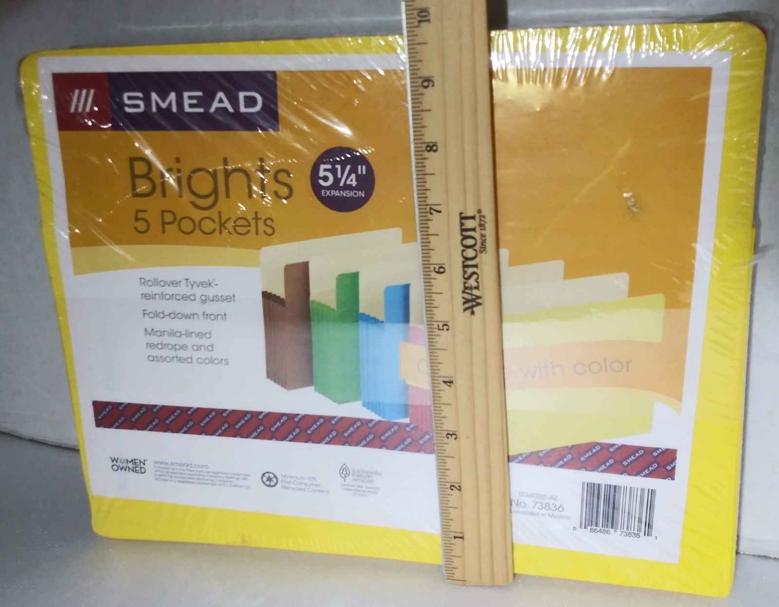 Smead Brights File Pockets Letter Size Assorted Colors 5/Pack (73892) – NEW!
