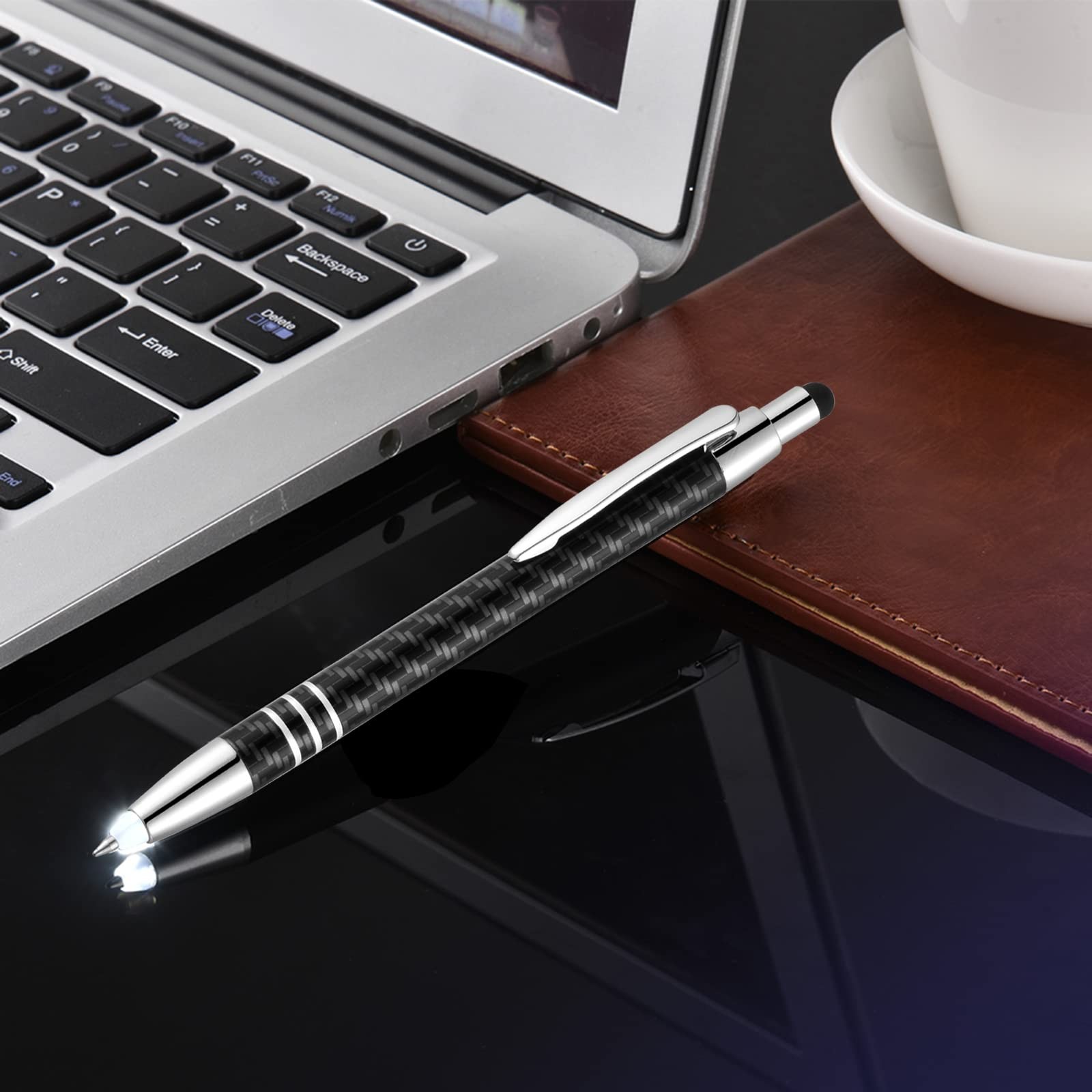 Glovion Lighted Tip Pen with Stylus 3-in-1 1 Count (Pack of 3), White Light