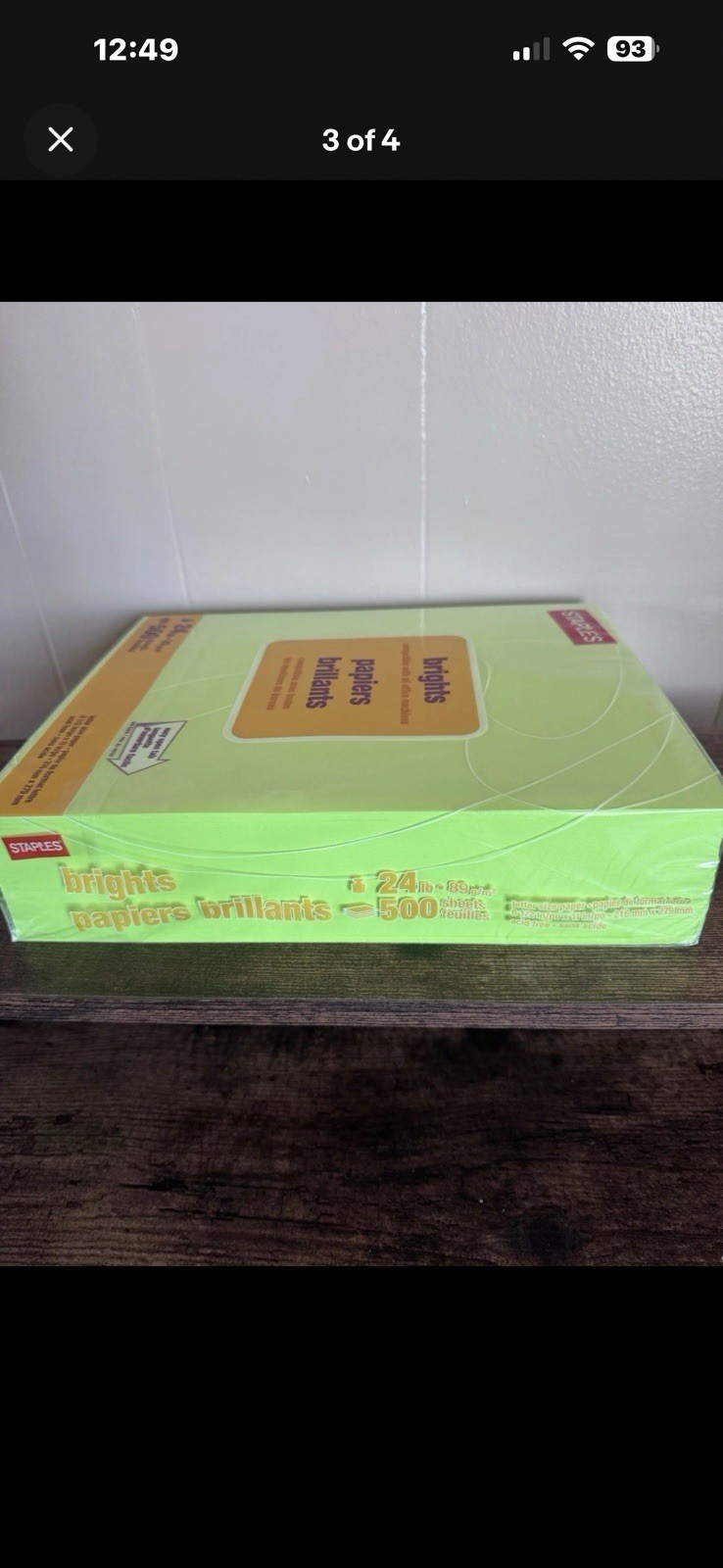 Staples Brights Multipurpose Paper 24 Lbs 8.5”x 11” 500/Ream Light Green Damaged