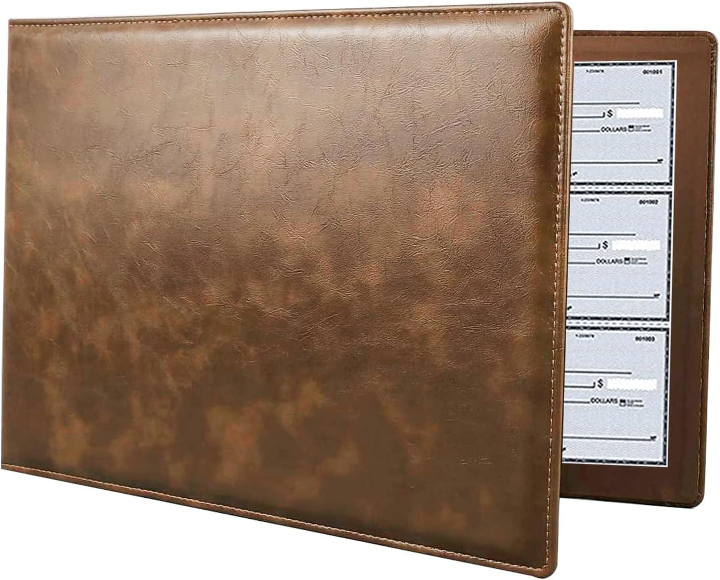 7 Ring Business Checkbook Binder 600 Checks Capacity,Pu Leather Cover，9X13 Inch