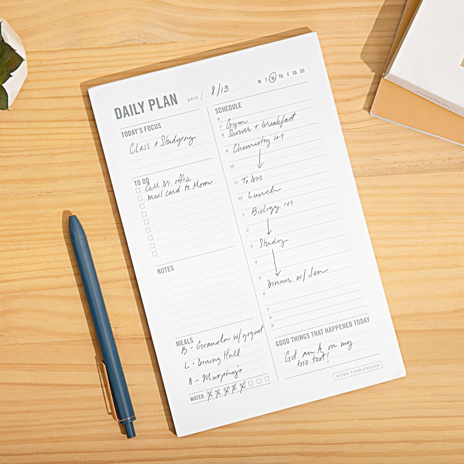 Daily Planner Notepad with Hourly Schedule – ADHD Planner, Time Block Planning P