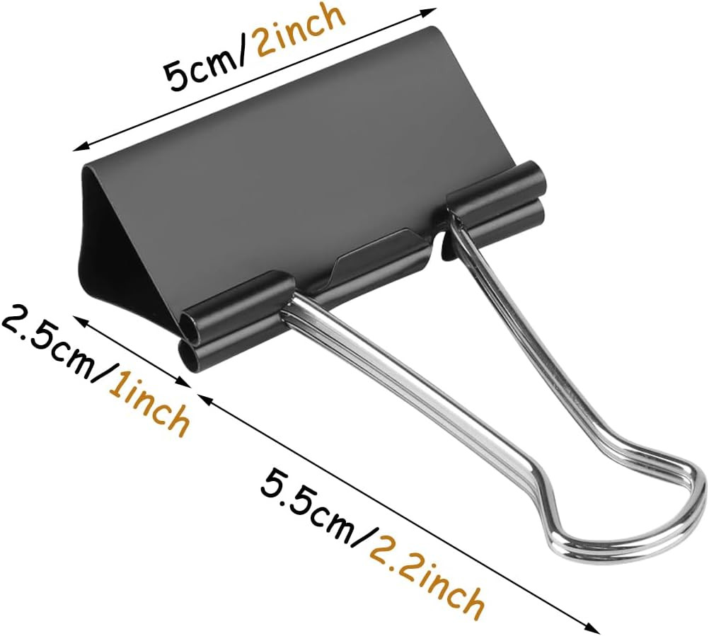 Jumbo Binder Clips 36 Pack 2 Inch Black Tempered Steel Paper Clamps