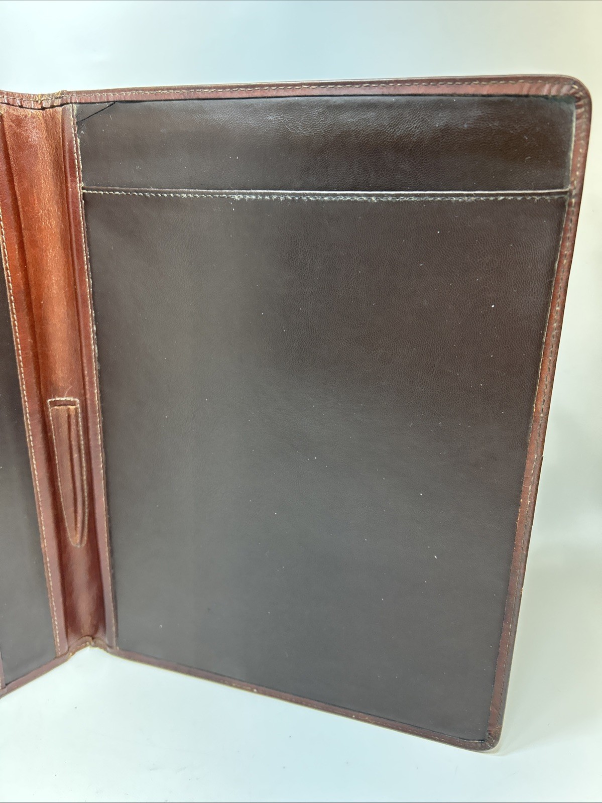 Bosca Leather Portfolio Padfolio Organizer USA Made 9×12″ Brown Notebook Vtg