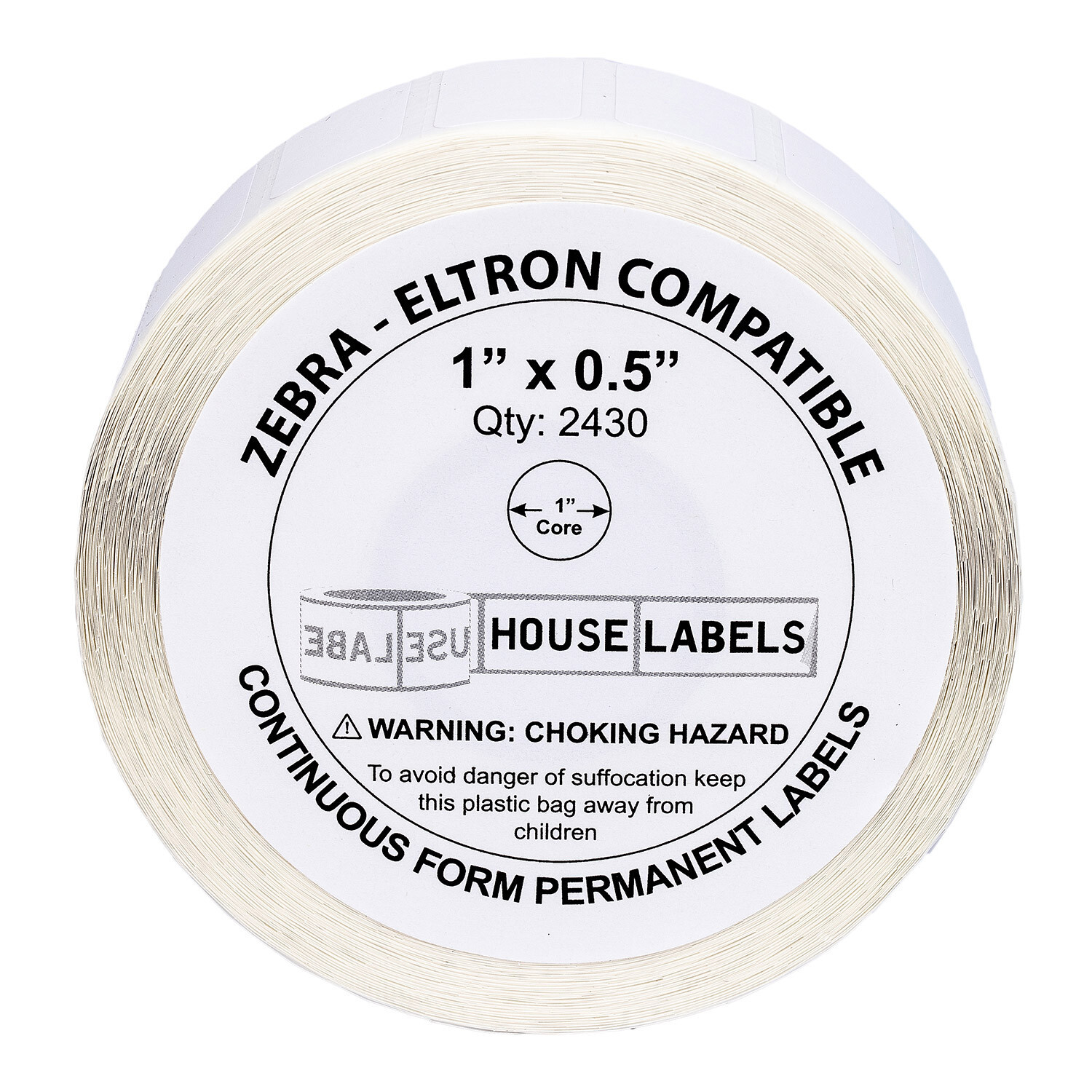 ZEBRA / ELTRON 1×0.5 (1″ x 1/2″) Direct Thermal Labels – (10) Rolls of 2430